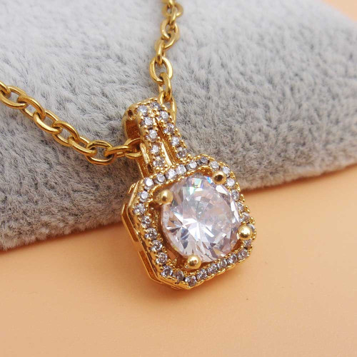 Ciondolo oro con strass bianco 17.5x11 mm 1 pz