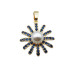Ciondolo oro con strass blu perle bianca 20 mm 1 pz