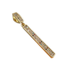 Ciondolo oro con strass colorati 40x4 mm 1 pz