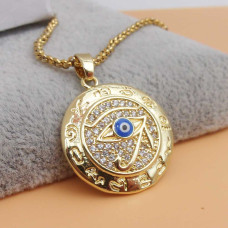 Ciondolo oro con strass occhio di Horo 23 mm 1 pz Ciondolo oro con strass occhio di Horo 23 mm 1 pz