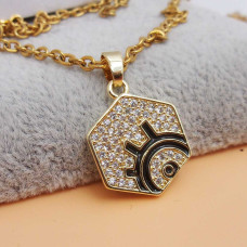 Ciondolo oro con strass smaltato nero 17.5x14.4 mm 1 pz