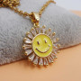 Ciondolo oro con strass sole smile giallo 17.5 mm 1 pz
