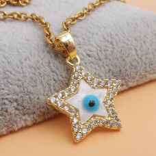 Ciondolo oro stella con occhio smaltata bianco 19- mm 1 pz