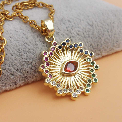 Ciondolo oro strass colorati occhio 20 mm 1 pz