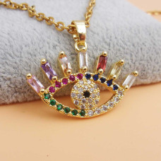 Ciondolo oro strass colorati occhio 27x19 mm 1 pz