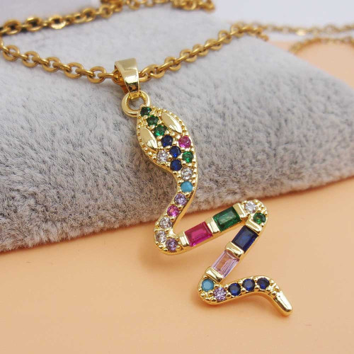 Ciondolo oro strass colorati serpente 28 mm strass 1 pz