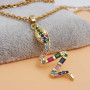 Ciondolo oro strass colorati serpente 28 mm strass 1 pz