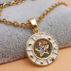 Ciondolo oro strass con stella smaltato bianco 15 mm 1 pz