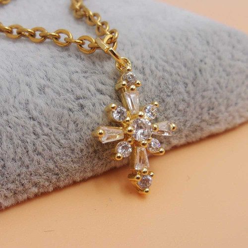 Ciondolo oro strass croce 18x11.7 mm 1 pz