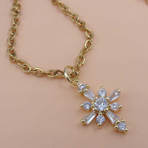 Ciondolo oro strass croce 18x11.7 mm 1 pz