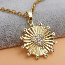 Ciondolo oro strass cuore sacro 22 mm 1 pz Ciondolo oro strass cuore sacro 22 mm 1 pz