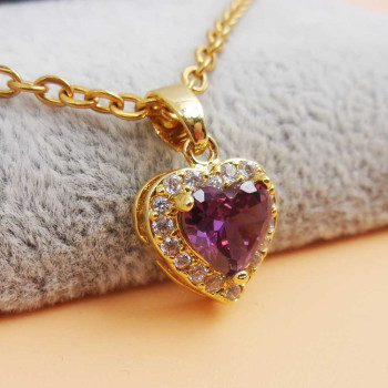Ciondolo oro strass cuore viola 12 mm 1 pz