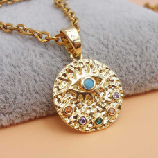Ciondolo oro strass occhio turchese 17 mm 1 pz