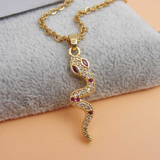 Ciondolo oro strass rosa serpente 28 mm strass 1 pz Ciondolo oro strass rosa serpente 28 mm strass 1 pz