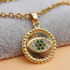 Ciondolo oro strass verdi occhio 16.2 mm 1 pz Ciondolo oro strass verdi occhio 16.2 mm 1 pz