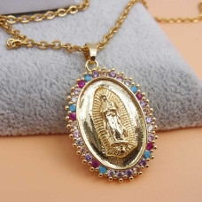 Ciondolo ovale stras colorati madonna 30 mm 1 pz