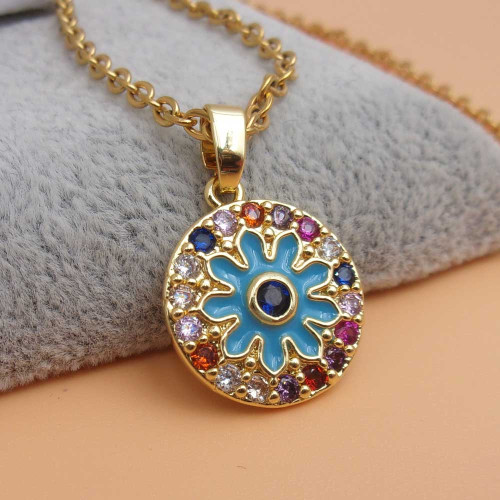 Ciondolo tondo 18 mm smaltato placcato oro 18 kt 1 pz