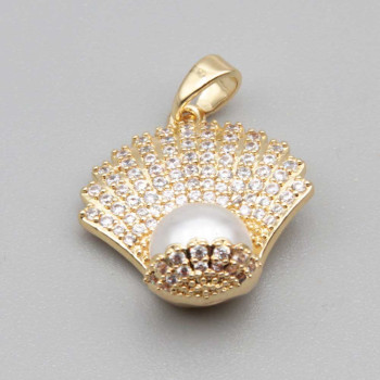 Ciondolo conchiglia con perla 22.5 mm conf. 1 pz