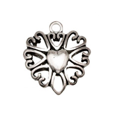 Ciondolo in zama cuore 38x34.5 mm conf.1 pz
