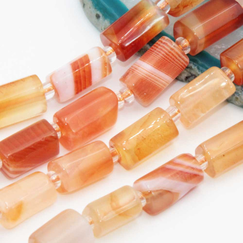 Agata arancio striata colonna 9x6.5 mm circa conf. 5 pz