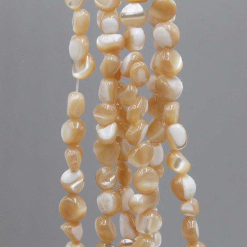 Conchiglie naturali pepite 6/8 mm panna filo 40 cm