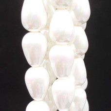 Gocce conchiglia smaltata bianche 9.5x6 mm lisce grado A+ pacco 10 pz