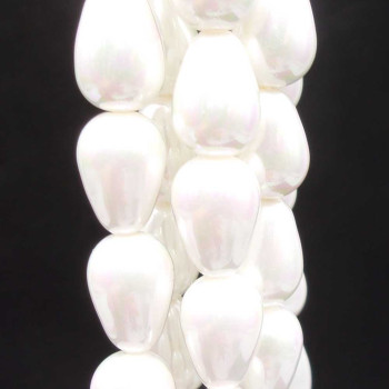 Gocce conchiglia smaltata bianche 9.5x6 mm lisce grado A+ pacco 10 pz