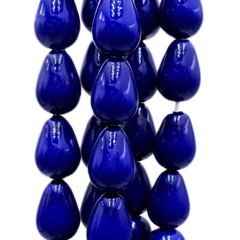Gocce conchiglia smaltata blu 9.5x6 mm lisce grado A+ pacco 10 pz