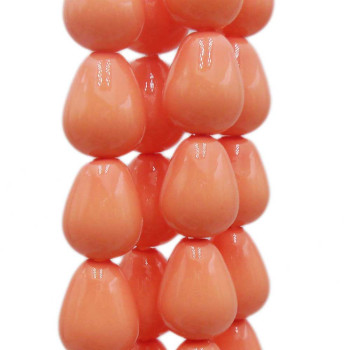 Gocce conchiglia smaltata corallo 9.5x6 mm lisce grado A+ pacco 10 pz