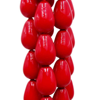 Gocce conchiglia smaltata rosse 9.5x6 mm lisce grado A+ pacco 10 pz