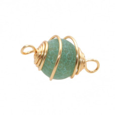 Connettore con agata di fuoco verde finitura oro 20 mm conf. 1 pz