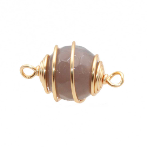 Connettore con agata grigia finitura oro 20 mm conf. 1 pz