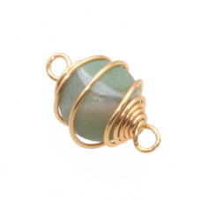 Connettore agata verde opaca finitura oro 19.5 mm conf. 1 pz