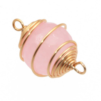 Connettore quarzo rosa finitura oro 23.5 mm conf. 1 pz