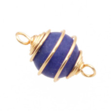 Connettore agata blu opaca finitura oro 19.5 mm conf. 1 pz