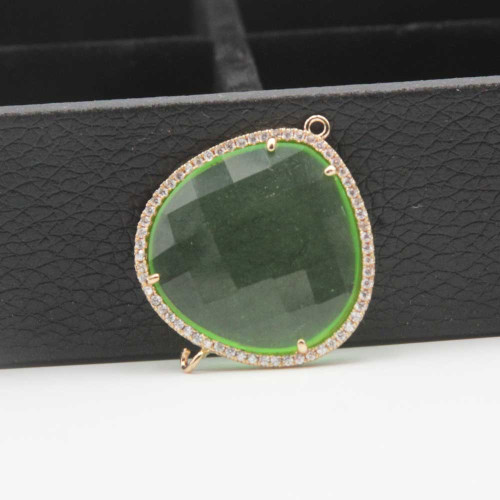 Connettore cristallo verde con strass 33x28 mm1 pz