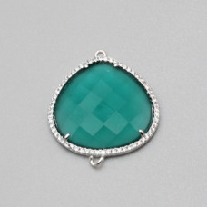 Connettore Goccia cristallo verde e cristalli 33x28 mm con.1 pz