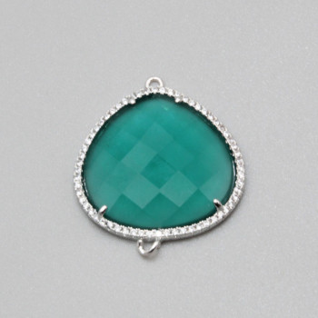 Connettore Goccia cristallo verde e cristalli 33x28 mm con.1 pz