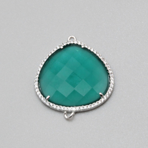 Connettore Goccia cristallo verde e cristalli 33x28 mm con.1 pz