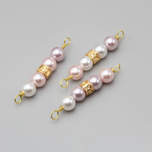 Connettore perle di fiume 6 mm colorate 40 mm circa conf.1 pz