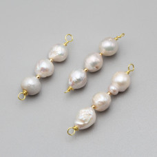 Connettore perle di fiume bianche 38 mm circa conf.1 pz