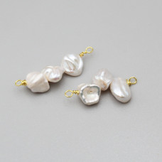 Connettore perle di fiume chips bianche 35 mm circa conf.1 pz