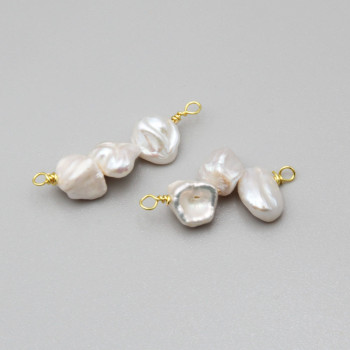 Connettore perle di fiume chips bianche 35 mm circa conf.1 pz