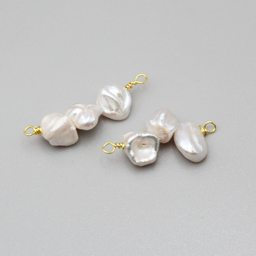 Connettore perle di fiume chips bianche 35 mm circa conf.1 pz