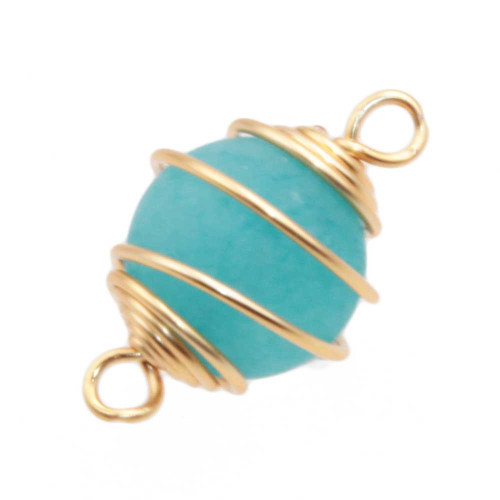 Connettore con agata azzurra finitura oro 20 mm conf. 1 pz