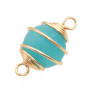 Connettore con agata azzurra finitura oro 20 mm conf. 1 pz