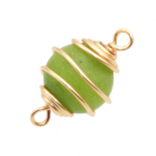Connettore con giada verde finitura oro 20 mm conf. 1 pz