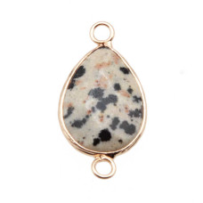 Connettore diaspro dalmata 26.5x13.5 mm oro 1 pz