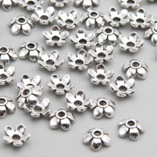 Coppette fiore argento 6 mm pacco 50 pz Coppette fiore argento 6 mm pacco 50 pz
