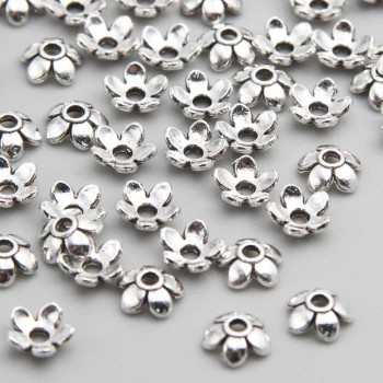 Coppette fiore argento 6 mm pacco 50 pz